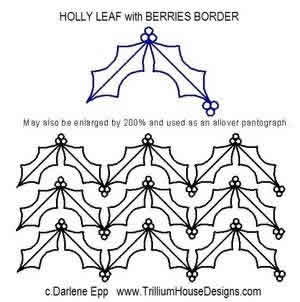 Digital Quilting Design Holly Leaf Border with Berries by Darlene Epp.