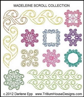 Digital Quilting Design Madeleine Scroll Collection by Darlene Epp.