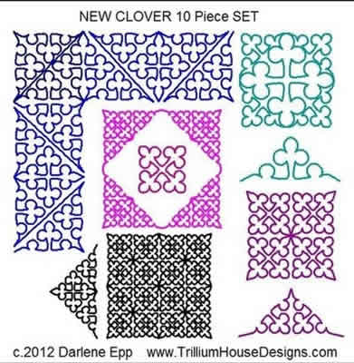 Digital Quilting Design New Clover Set by Darlene Epp.