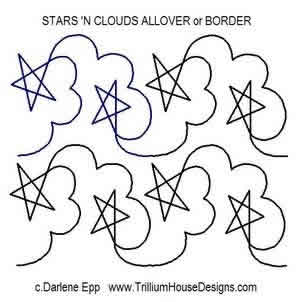 Digital Quilting Design Stars 'N Clouds Allover by Darlene Epp.