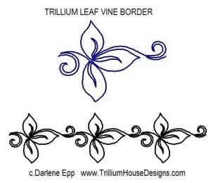 Digital Quilting Design Trillium Leaf Vine Border by Darlene Epp.