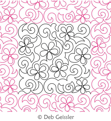 Digital Quilting Design Asian Elegance Flower Swirls 1A E2E by Deb Geissler.