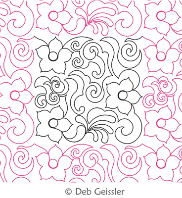Digital Quilting Design Asian Elegance Flower Swirls 5 E2E by Deb Geissler.
