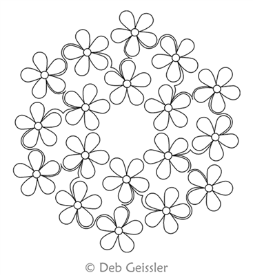 Digital Quilting Design Asian Elegance Flower Swirls Wreath 2A by Deb Geissler.