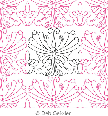 Digital Quilting Design Asian Butterfly Border 1 by Deb Geissler.