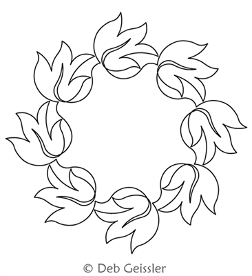 Digital Quilting Design Asian Elegance Leaf 8 Wreath by Deb Geissler.