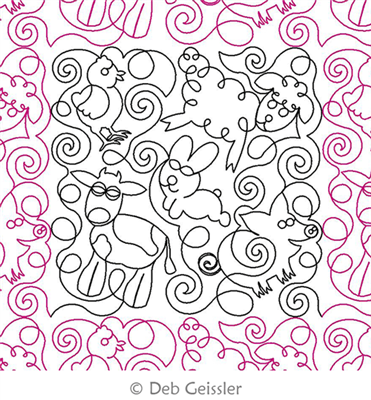 Digital Quilting Design Baby Animals 1 E2E by Deb Geissler.