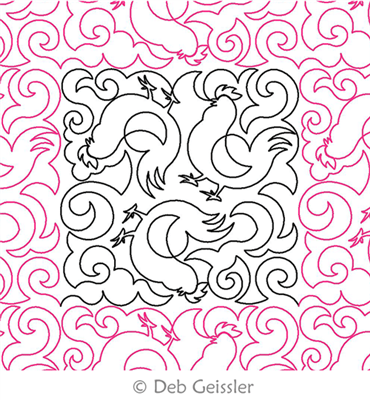 Digital Quilting Design Chicken Swirls E2E by Deb Geissler.