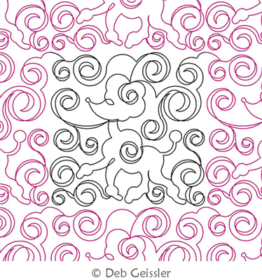 Digital Quilting Design Fancy Poodle E2E by Deb Geissler.