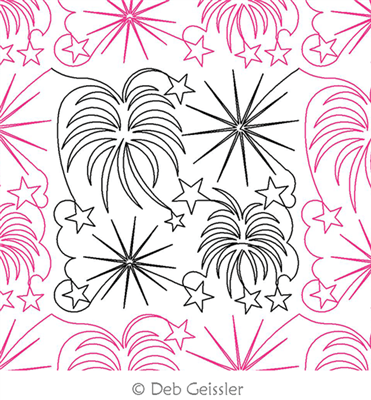 Digital Quilting Design Fireworks E2E by Deb Geissler.