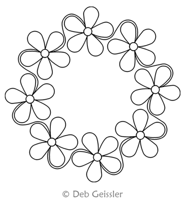 Digital Quilting Design Flower Swirls Wreath 1A by Deb Geissler.