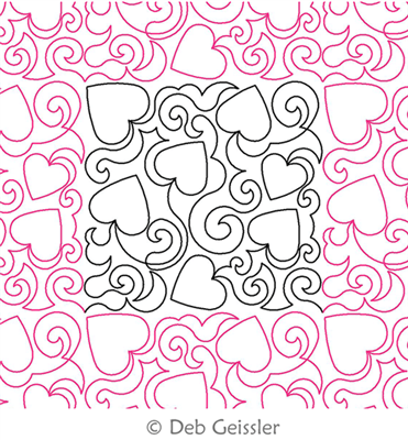 Digital Quilting Design Hearts & Swirls 2 E2E by Deb Geissler.