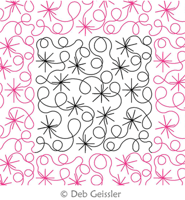 Digital Quilting Design Loop D Loop Stars 1 E2E by Deb Geissler.