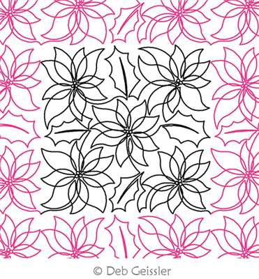 Digital Quilting Design Poinsettias 3 E2E by Deb Geissler.