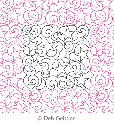 Digital Quilting Design Star Swirls 1 E2E by Deb Geissler.