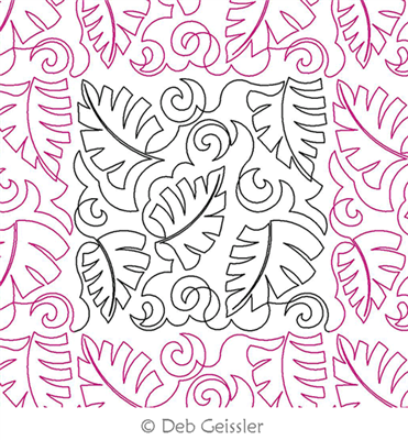 Digital Quilting Design Tropical Leaves 3 E2E by Deb Geissler.