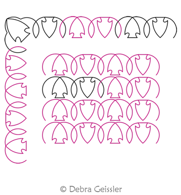 Arrowhead 2 Border and Corner by Deb Geissler. This image demonstrates how this computerized pattern will stitch out once loaded on your robotic quilting system. A full page pdf is included with the design download.
