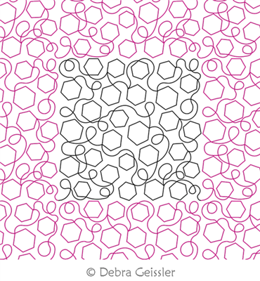 Loopy Hexies by Deb Geissler. This image demonstrates how this computerized pattern will stitch out once loaded on your robotic quilting system. A full page pdf is included with the design download.