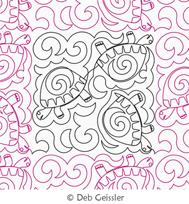 Turtle Swirls 1 E2E by Deb Geissler. This image demonstrates how this computerized pattern will stitch out once loaded on your robotic quilting system. A full page pdf is included with the design download.