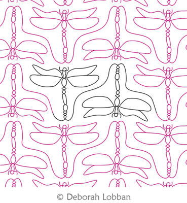 Beasties - Dragonfly by Deborah Lobban. This image demonstrates how this computerized pattern will stitch out once loaded on your robotic quilting system. A full page pdf is included with the design download.