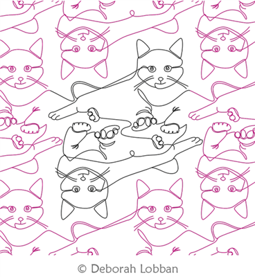 Cat Laying Down by Deborah Lobban. This image demonstrates how this computerized pattern will stitch out once loaded on your robotic quilting system. A full page pdf is included with the design download.