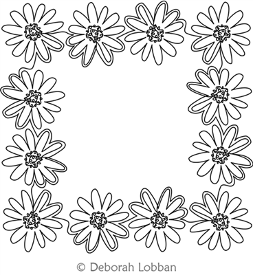 Daisies Frame by Deborah Lobban. This image demonstrates how this computerized pattern will stitch out once loaded on your robotic quilting system. A full page pdf is included with the design download.