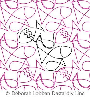 Fish by Deborah Lobban. This image demonstrates how this computerized pattern will stitch out once loaded on your robotic quilting system. A full page pdf is included with the design download.