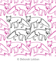 Foxes by Deborah Lobban. This image demonstrates how this computerized pattern will stitch out once loaded on your robotic quilting system. A full page pdf is included with the design download.