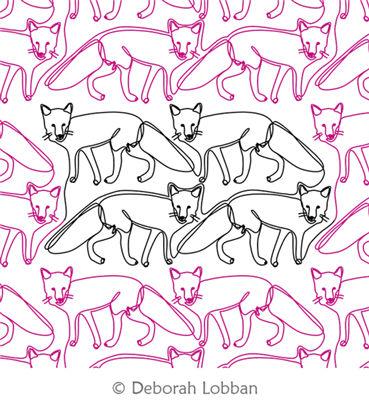 Foxes by Deborah Lobban. This image demonstrates how this computerized pattern will stitch out once loaded on your robotic quilting system. A full page pdf is included with the design download.