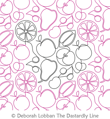 Fruity by Deborah Lobban. This image demonstrates how this computerized pattern will stitch out once loaded on your robotic quilting system. A full page pdf is included with the design download.