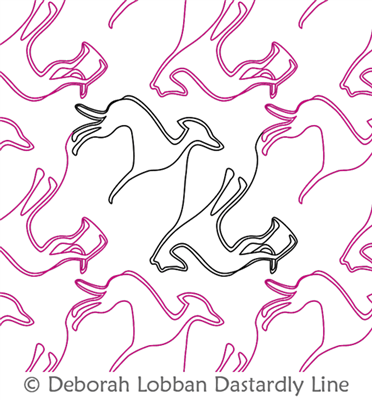 Greyhounds by Deborah Lobban. This image demonstrates how this computerized pattern will stitch out once loaded on your robotic quilting system. A full page pdf is included with the design download.