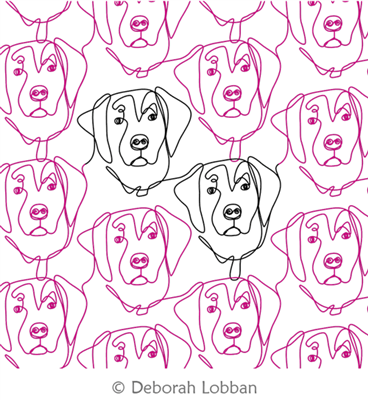 Labrador Faces by Deborah Lobban. This image demonstrates how this computerized pattern will stitch out once loaded on your robotic quilting system. A full page pdf is included with the design download.