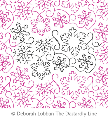 Snowflakes by Deborah Lobban. This image demonstrates how this computerized pattern will stitch out once loaded on your robotic quilting system. A full page pdf is included with the design download.