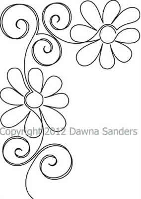 Digital Quilting Design Gerber Daisy Corner by Dawna Sanders.