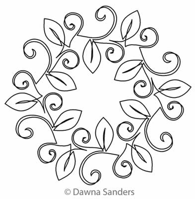 Digital Quilting Design Orchard Leaves Wreath 2 by Dawna Sanders.