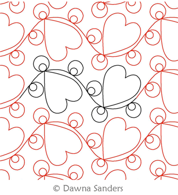 Digital Quilting Design Polka Dot Hearts by Dawna Sanders.