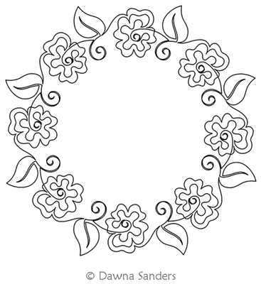 Twirling Hibiscus Wreath by Dawna Sanders. This image demonstrates how this computerized pattern will stitch out once loaded on your robotic quilting system. A full page pdf is included with the design download.