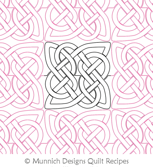 Celtic Square 1 E2E by Munnich Design Quilt Recipes. This image demonstrates how this computerized pattern will stitch out once loaded on your robotic quilting system. A full page pdf is included with the design download.