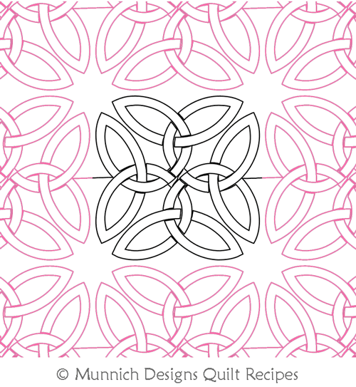 Celtic Square 2 E2E by Munnich Design Quilt Recipes. This image demonstrates how this computerized pattern will stitch out once loaded on your robotic quilting system. A full page pdf is included with the design download.