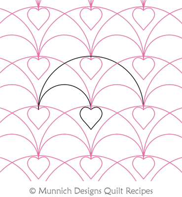 Double Scallop Heart by Munnich Design Quilt Recipes. This image demonstrates how this computerized pattern will stitch out once loaded on your robotic quilting system. A full page pdf is included with the design download.