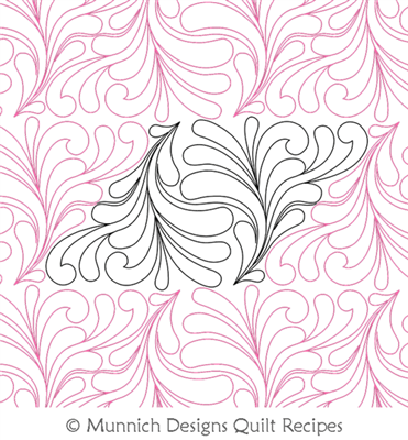 Feather Fantasy E2E 3 by Munnich Design Quilt Recipes. This image demonstrates how this computerized pattern will stitch out once loaded on your robotic quilting system. A full page pdf is included with the design download.