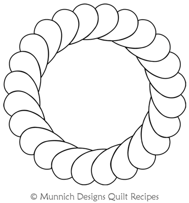 Feather Wreath 24 Plume by Munnich Design Quilt Recipes. This image demonstrates how this computerized pattern will stitch out once loaded on your robotic quilting system. A full page pdf is included with the design download.