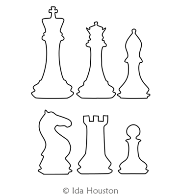 Digital Quilting Design Chess Piece Set by Ida Houston.