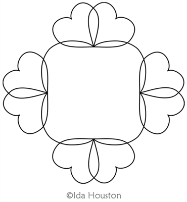Double Heart Open Block by Ida Houston. This image demonstrates how this computerized pattern will stitch out once loaded on your robotic quilting system. A full page pdf is included with the design download.
