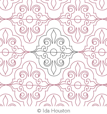 French Boho Pantograph by Ida Houston. This image demonstrates how this computerized pattern will stitch out once loaded on your robotic quilting system. A full page pdf is included with the design download.