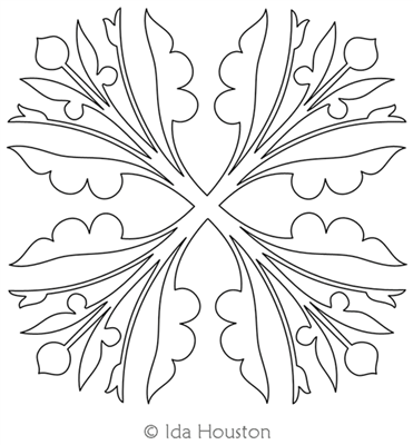 Jacobean Gesture Block 1 by Ida Houston. This image demonstrates how this computerized pattern will stitch out once loaded on your robotic quilting system. A full page pdf is included with the design download.