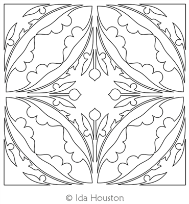 Jacobean Gesture Block 2 by Ida Houston. This image demonstrates how this computerized pattern will stitch out once loaded on your robotic quilting system. A full page pdf is included with the design download.