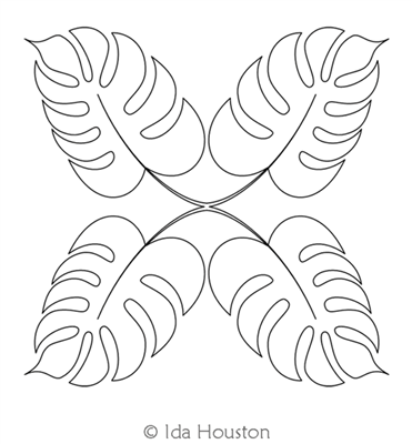 Tropical Leaf Block 2 by Ida Houston. This image demonstrates how this computerized pattern will stitch out once loaded on your robotic quilting system. A full page pdf is included with the design download.