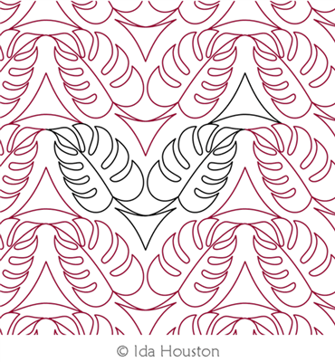 Tropical Leaf Vine2  Panto by Ida Houston. This image demonstrates how this computerized pattern will stitch out once loaded on your robotic quilting system. A full page pdf is included with the design download.