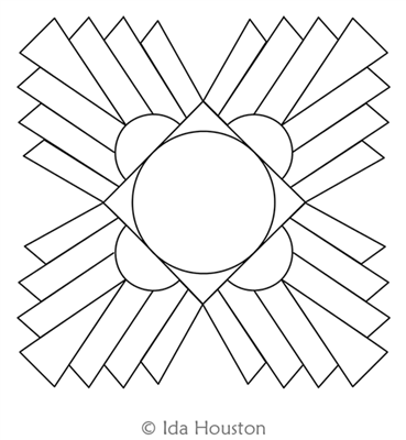 Art Deco Rays Block 4 by Ida Houston. This image demonstrates how this computerized pattern will stitch out once loaded on your robotic quilting system. A full page pdf is included with the design download.